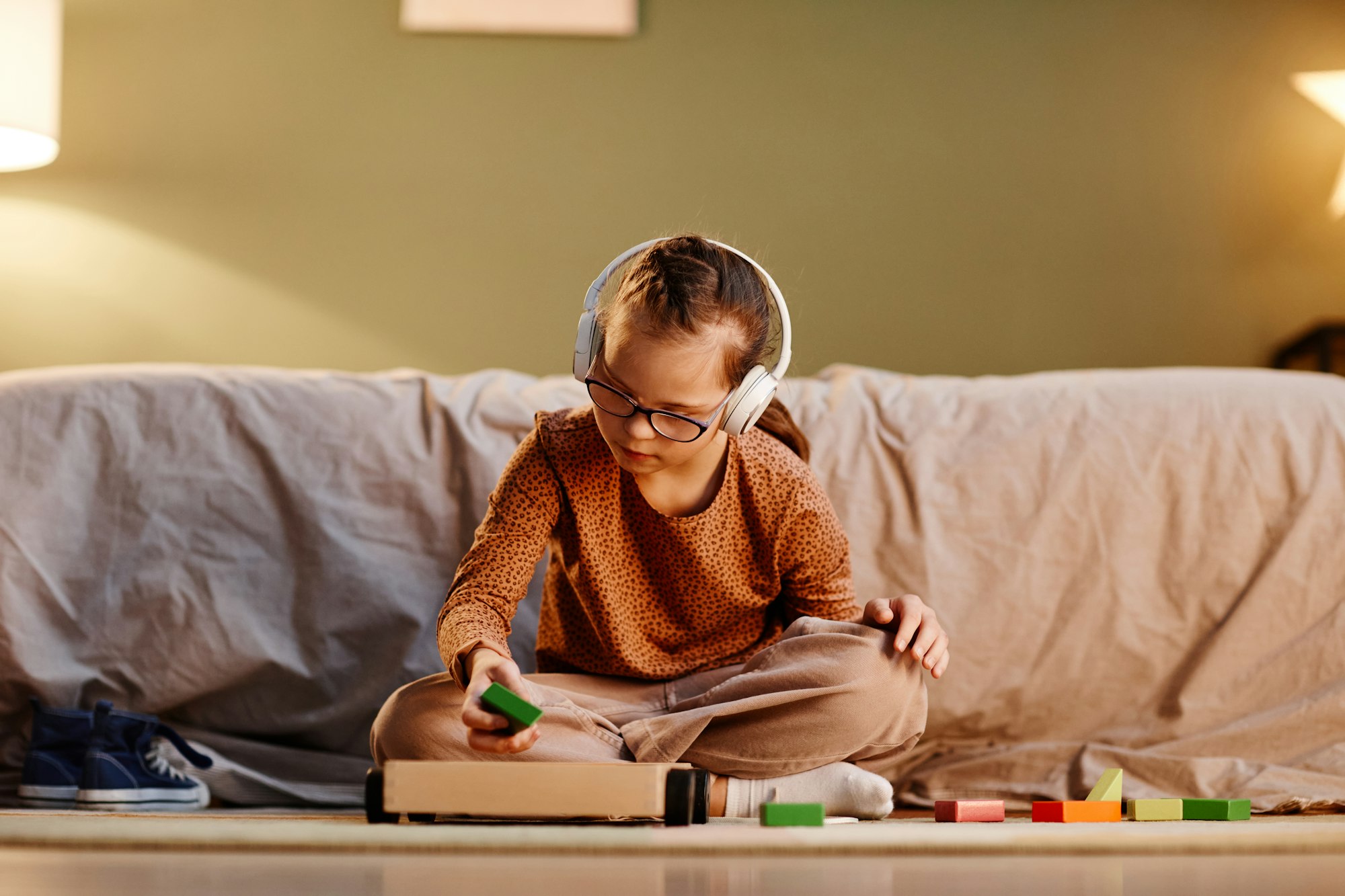 Girl with Down Syndrome Playing